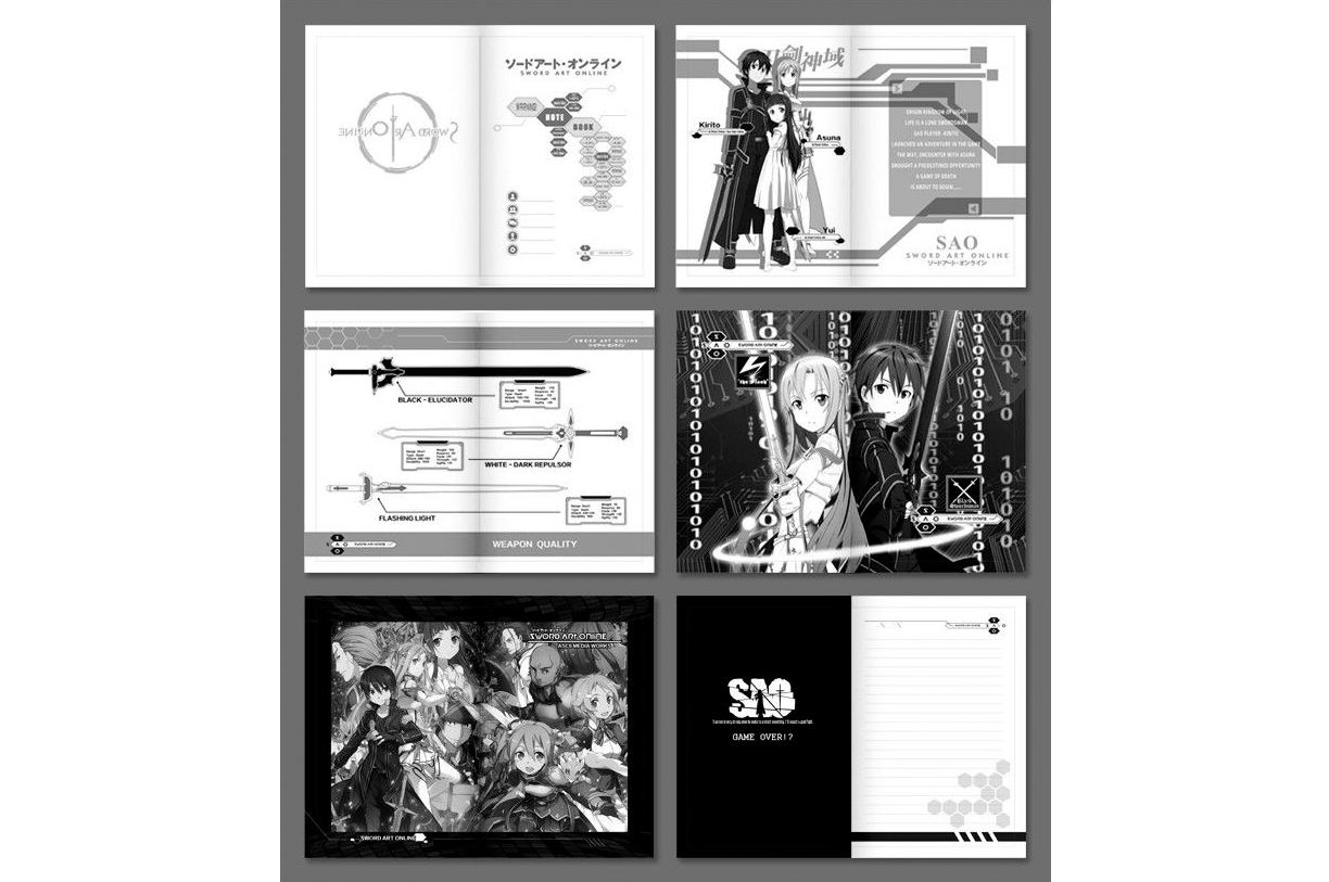 Six interior visuals found in the bootleg Sword Art Online notebook