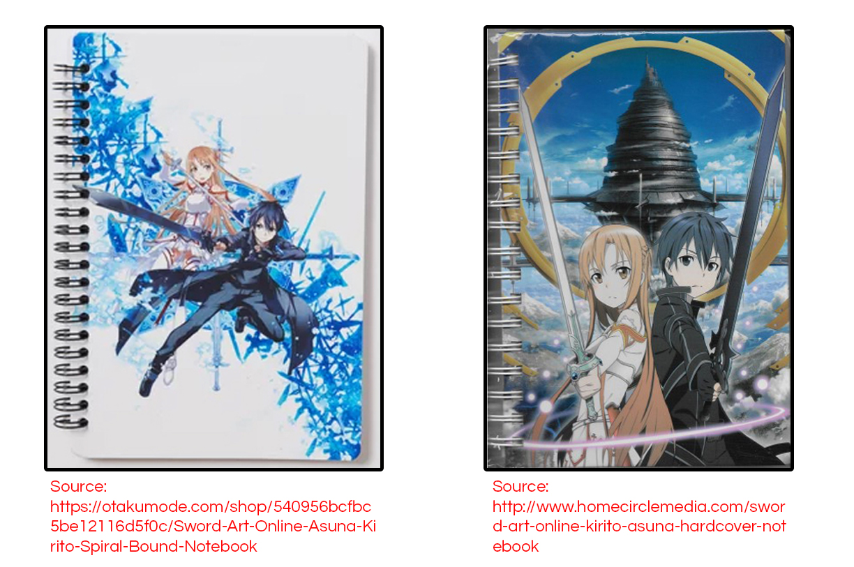 Two examples of legit Sword Art Online notebooks