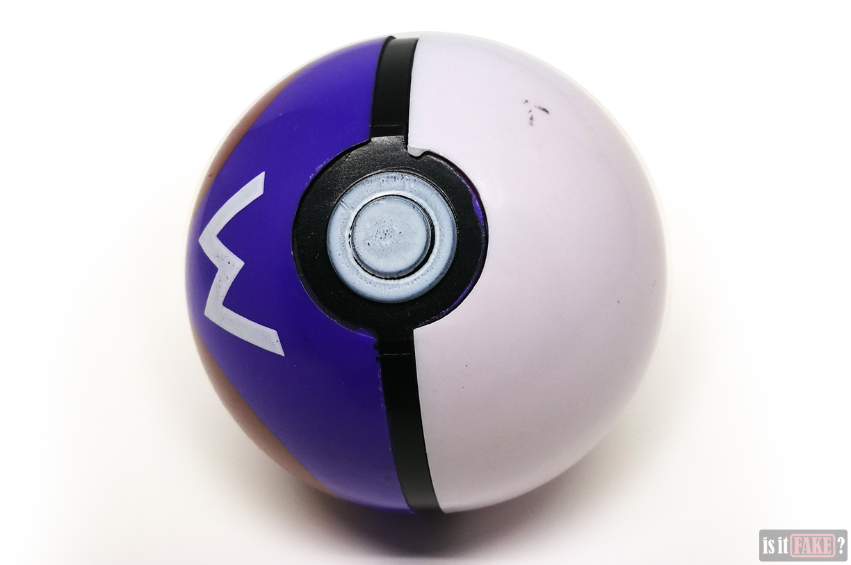 Close-up of fake Pokemon Master Ball