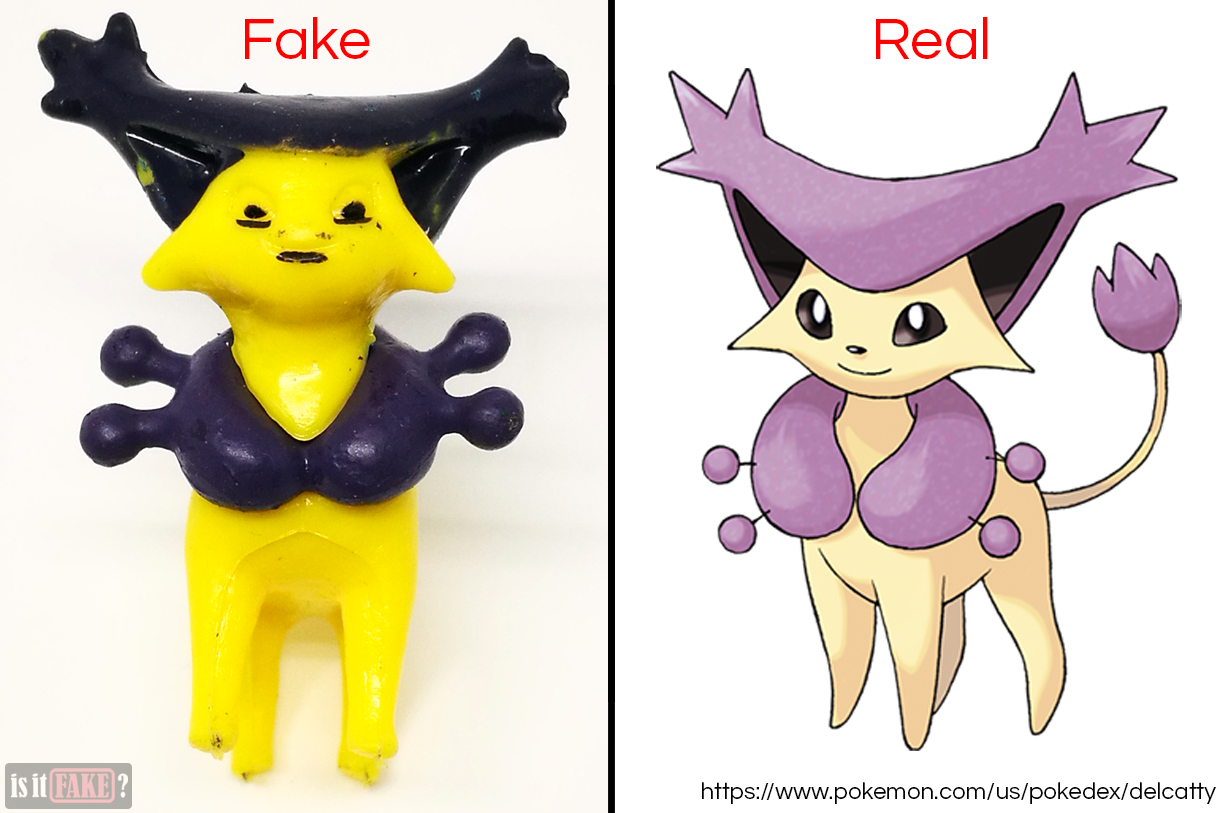 Comparison between fake Pokemon Master Ball's creature, and official Delcatty image