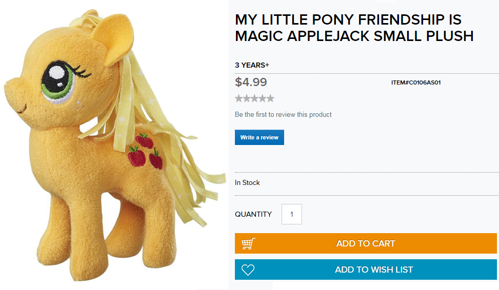 Official My Little Pony: Friendship is Magic Applejack plush doll on Hasbro online store