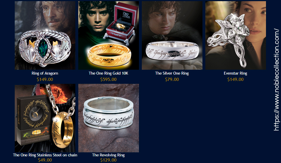 Official rings on Noble Collection online store