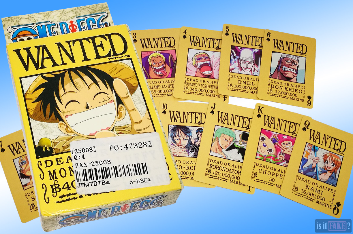 Box and cards of fake One Piece poker card set