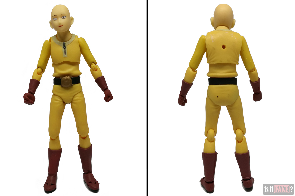 Fake Figma One Punch Man figure, front and back view