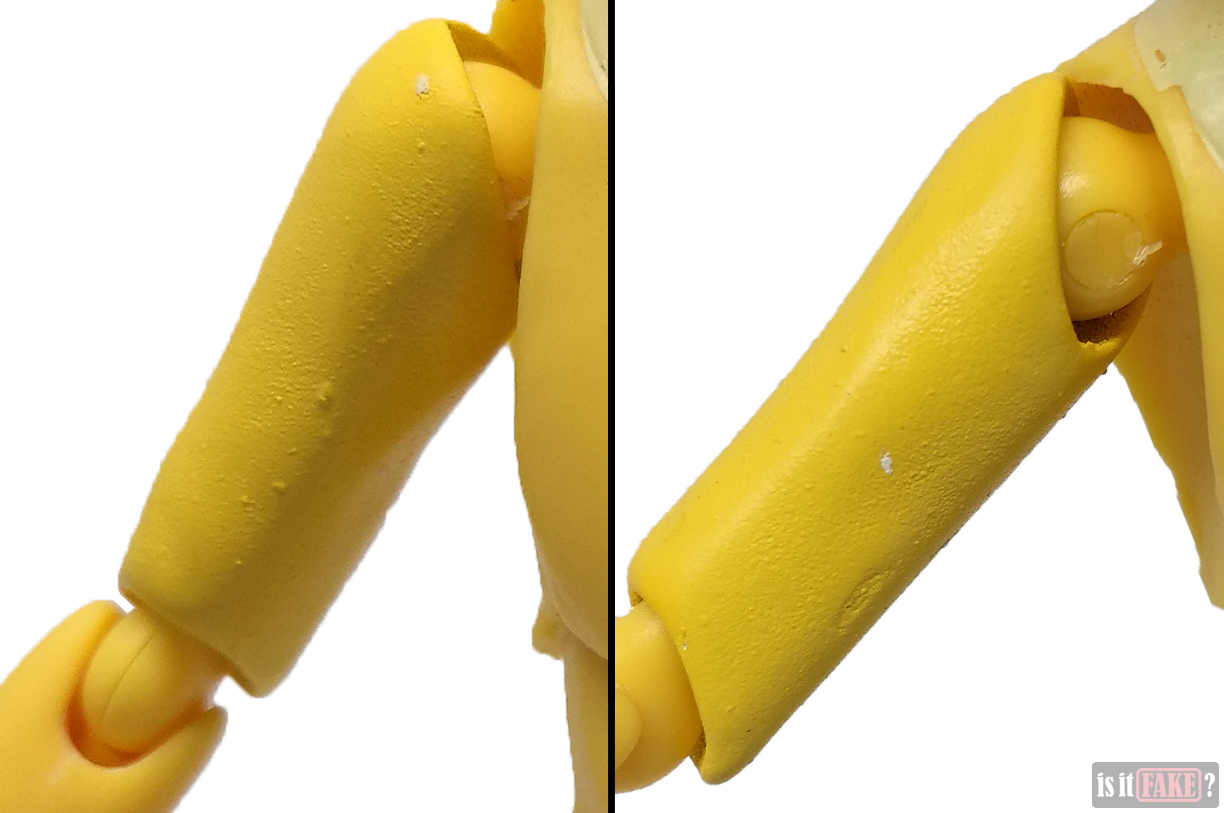 Close-ups of fake Figma One Punch Man figure's right arm, front view