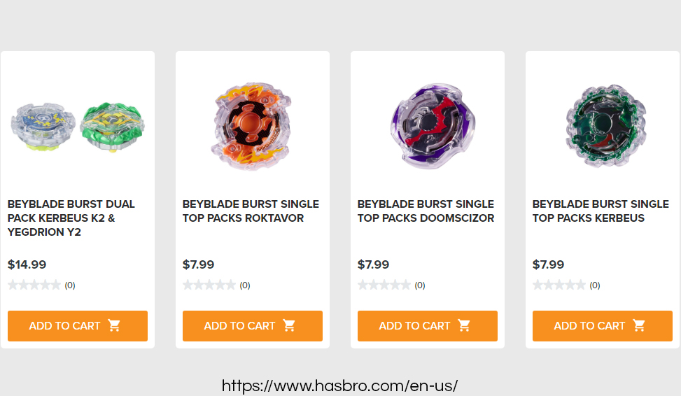 Official Beyblade products on official Hasbro online store